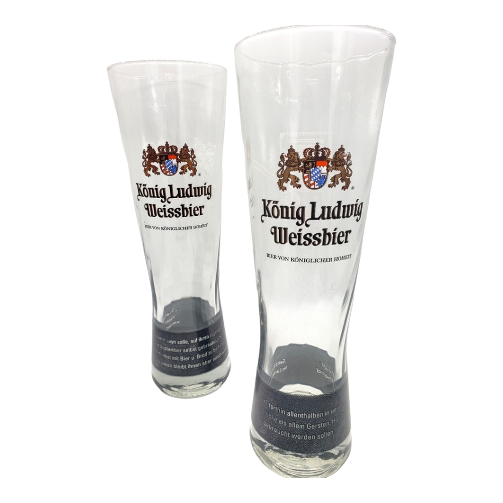 Beer Pils Glass KONIG LUDWIG Weissbier ~ Bier Von Königlicher Hoheit Set of (2)